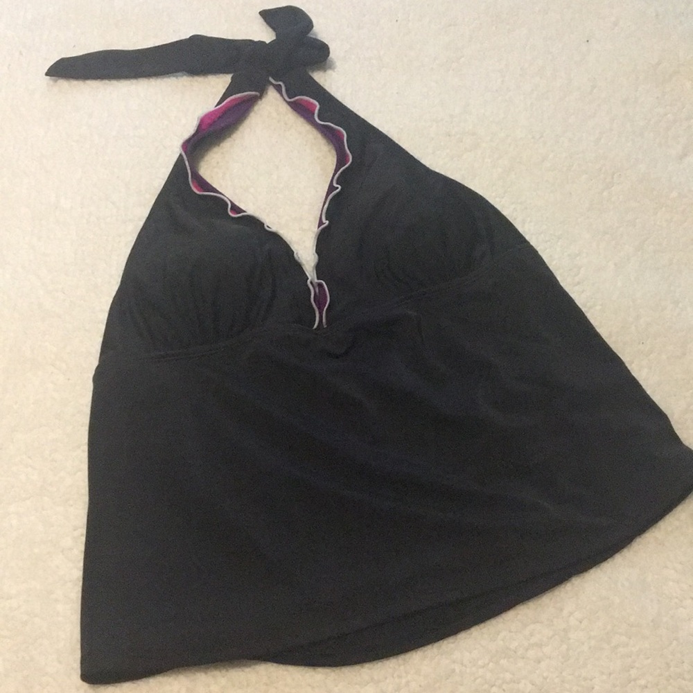 Pink/purple/black halter swimsuit top!